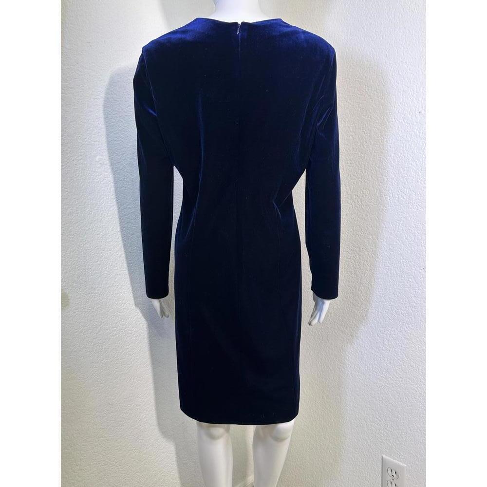 VTG 90s Whimsigoth Petite Velvet Midnight Blue Dress 12P Witchy Partywear - Picture 2 of 4